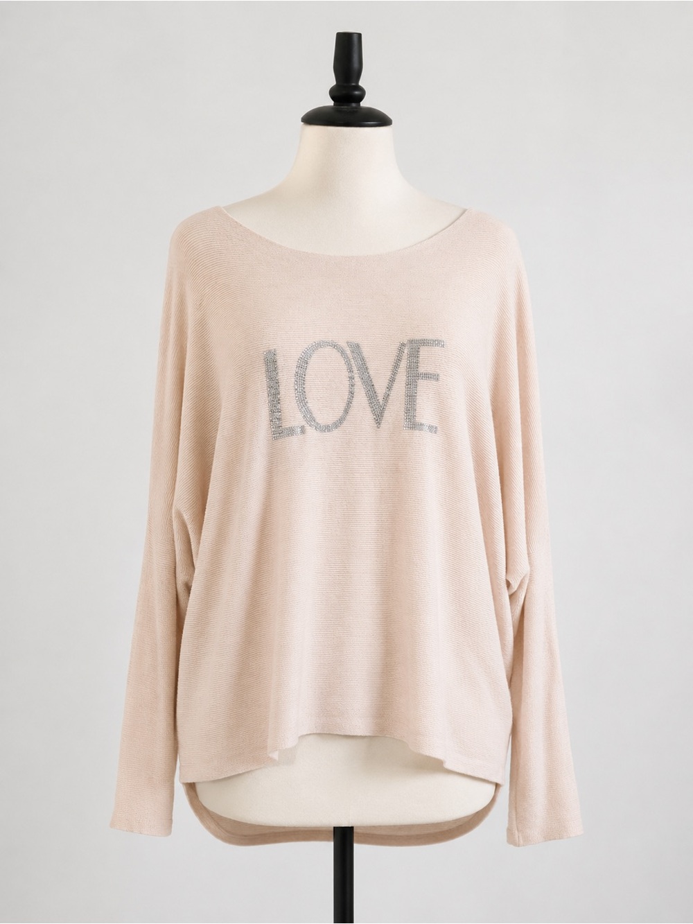 LIV Milano LOVE Rhinestone Sweater – Women’s XL – Blush Pink Super Soft Knit